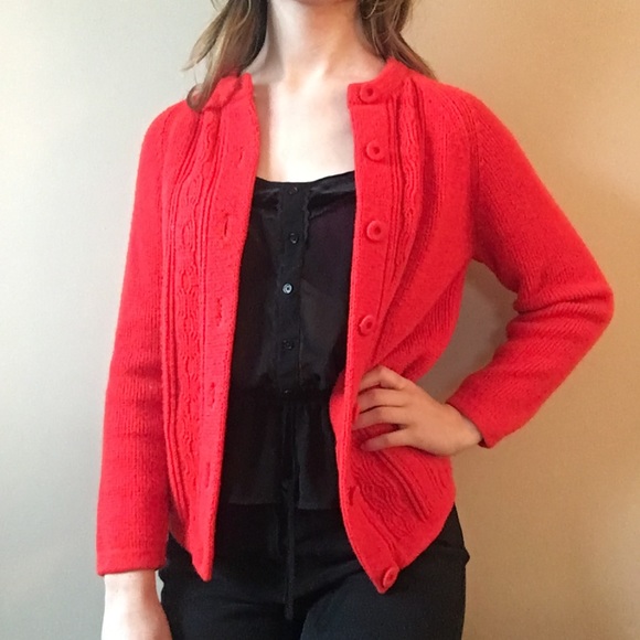 Vintage Red Cardigan Sweater - Picture 2 of 3
